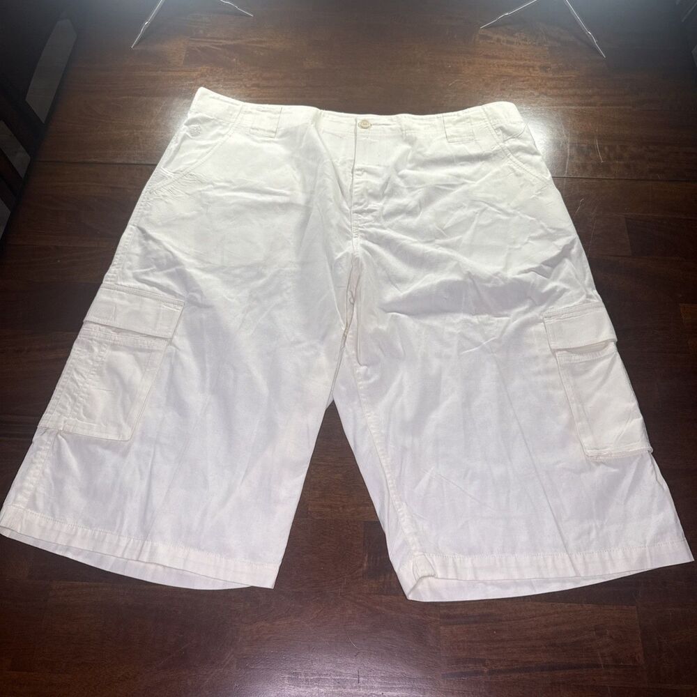 Rocawear Mens Size 40 White 100% Cotton Cargo Shorts Relaxed Fit Y2K